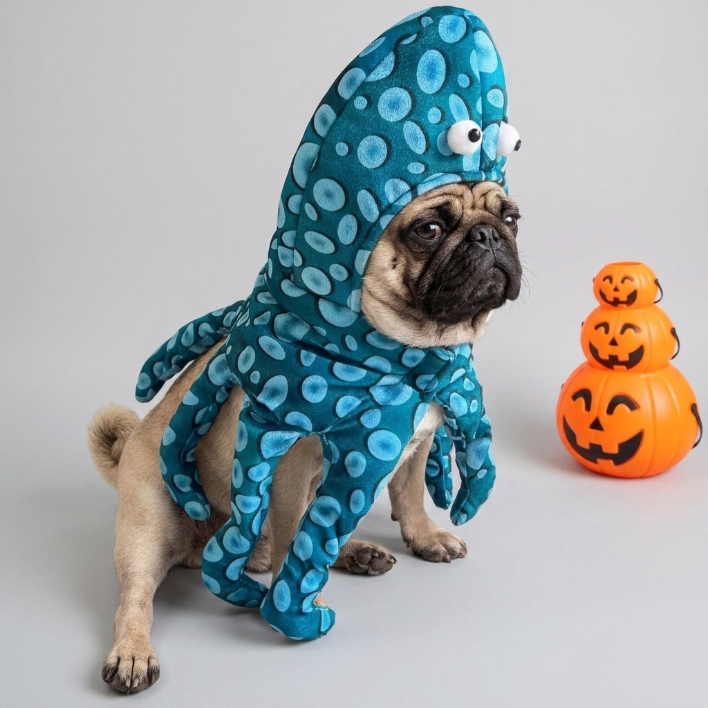 saddle style octopus costume for pugs