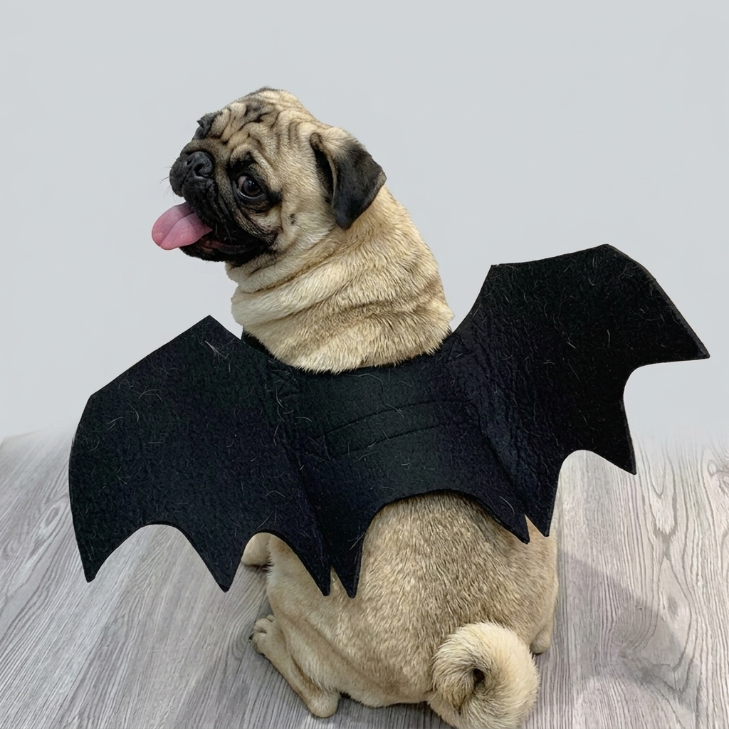 felt bat wings on pug