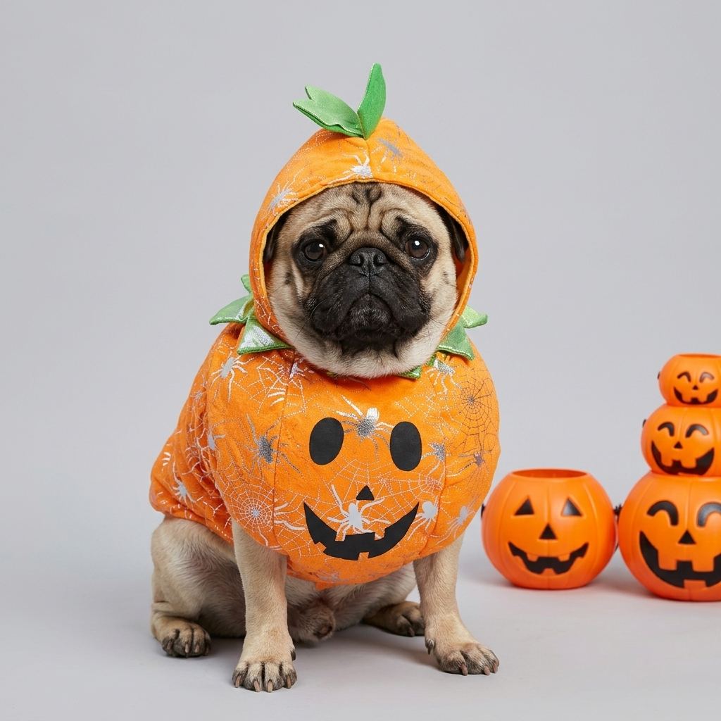 pug pumpkin costume back view