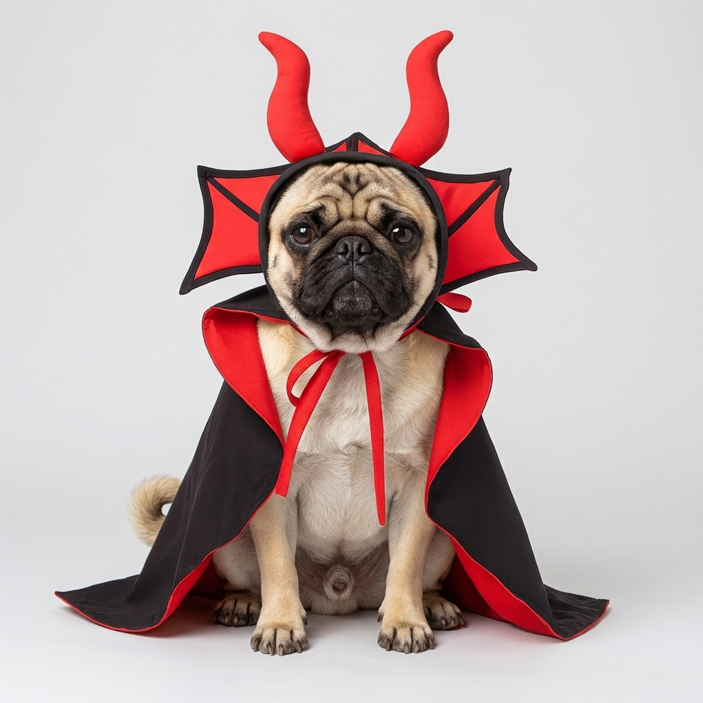 pug vampire costume with cape