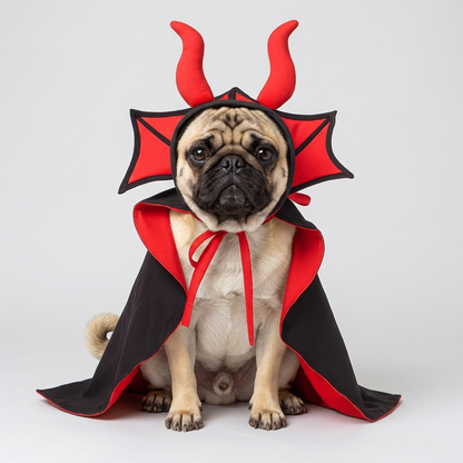 pug vampire costume with cape