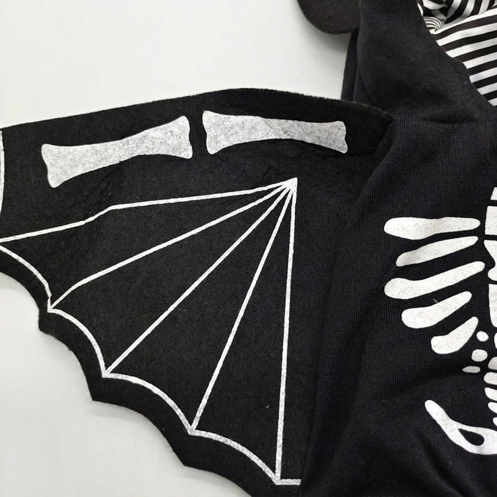 spooky pug costume skeleton print