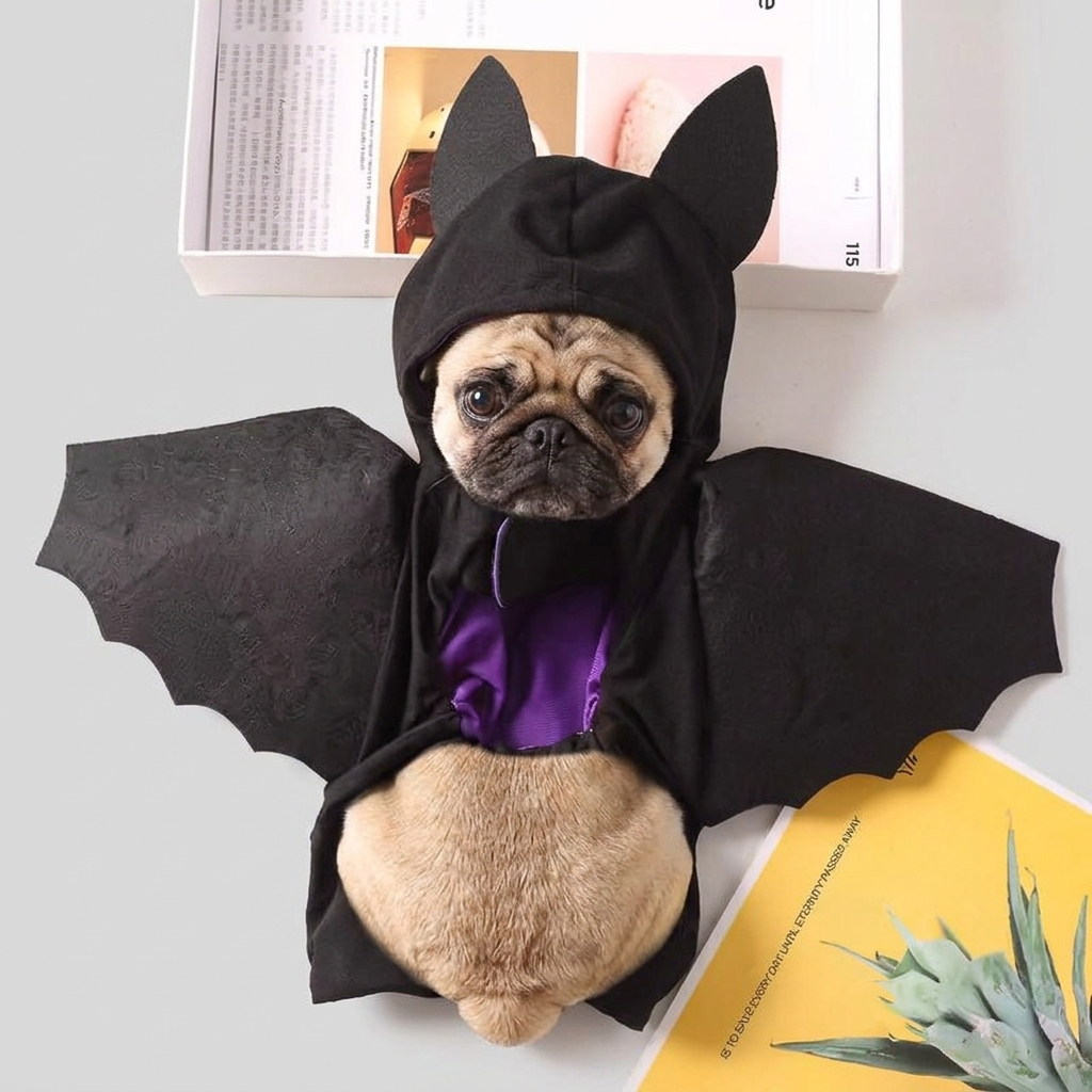 pug skeleton costume hood ears