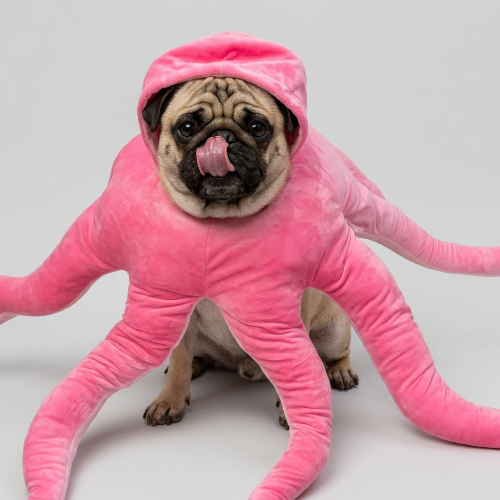pug plush hooded costume