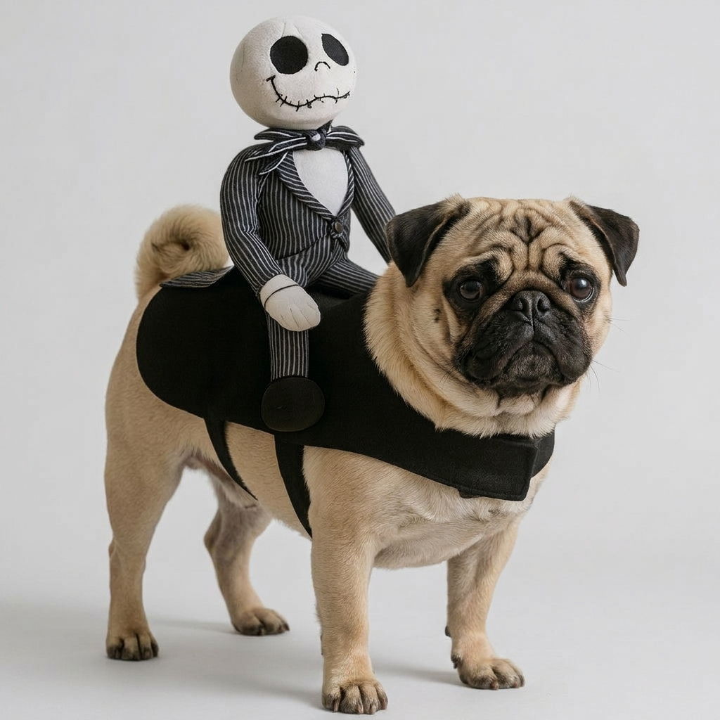 pug skeleton rider costume