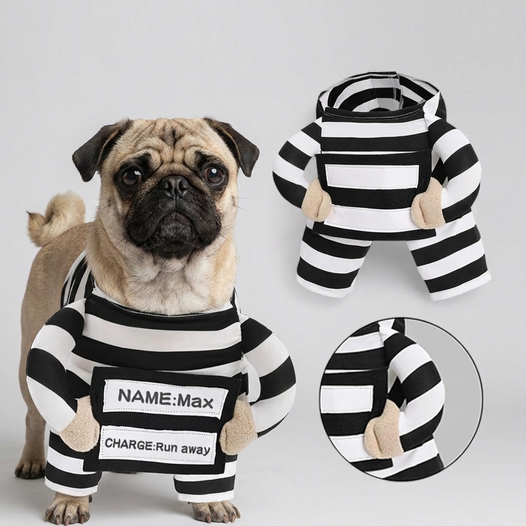 striped halloween costume for pugs