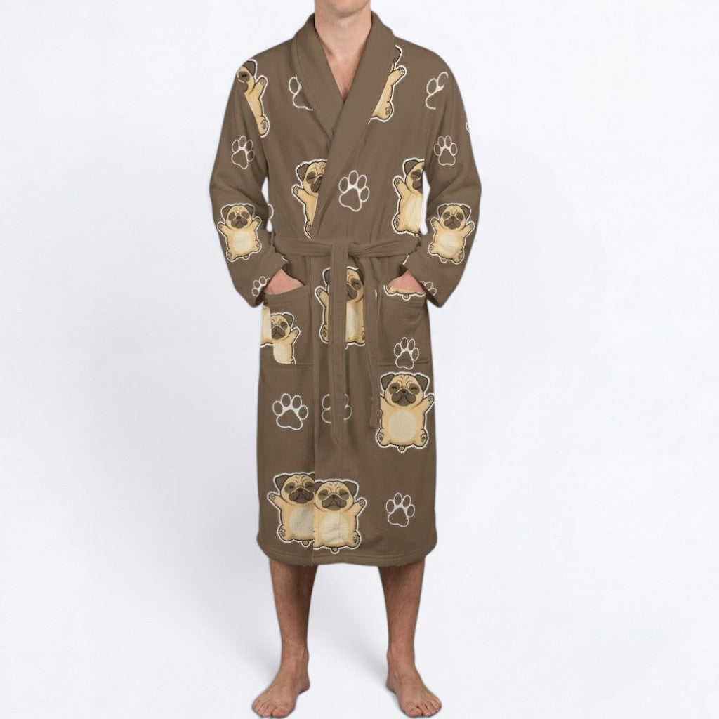 Abby  - men's Bathrobe for Pug  lovers