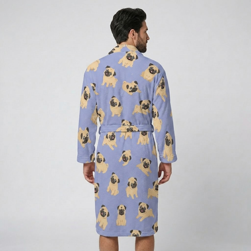 Rocky - men's Bathrobe for Pug  lovers