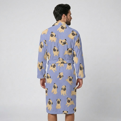 Rocky - men's Bathrobe for Pug  lovers