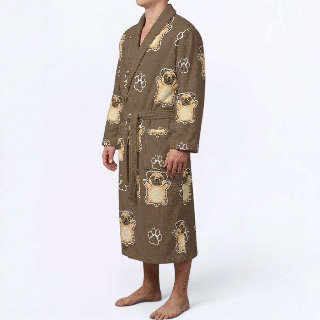 Abby  - men's Bathrobe for Pug  lovers