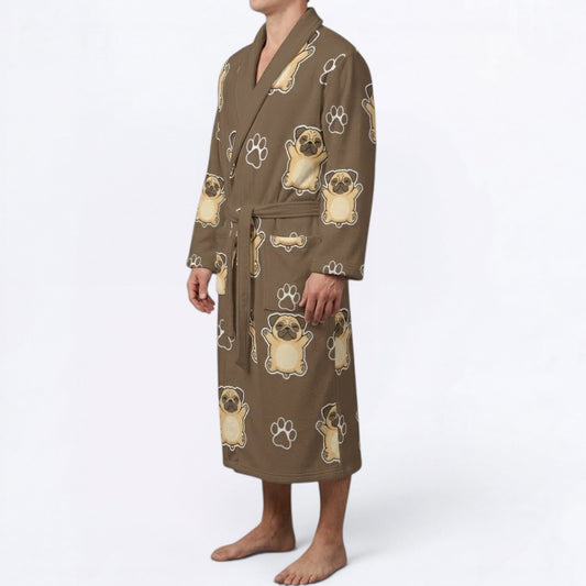 Abby  - men's Bathrobe for Pug  lovers