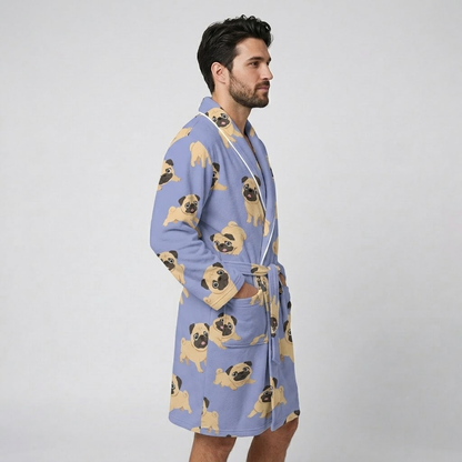 Rocky - men's Bathrobe for Pug  lovers