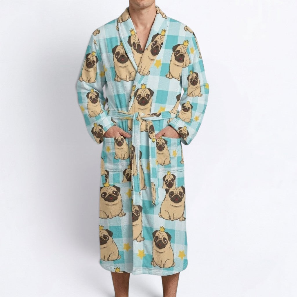Odin - men's Bathrobe for Pug  lovers