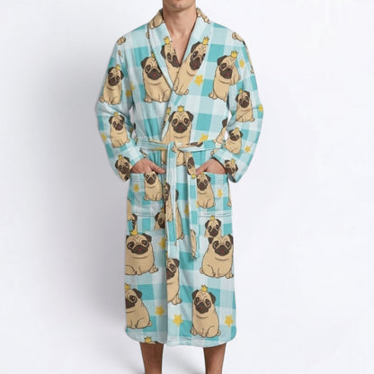 Odin - men's Bathrobe for Pug  lovers
