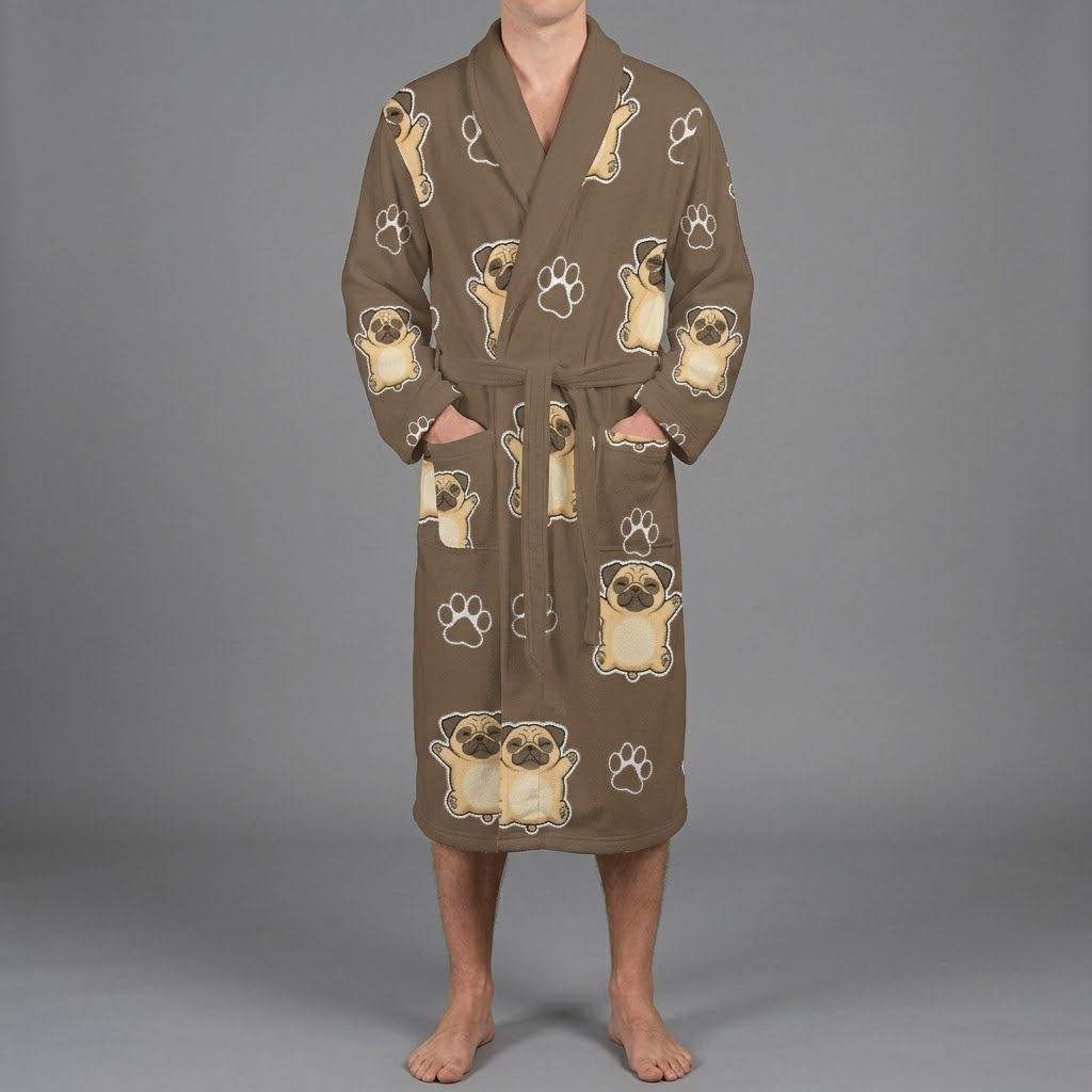 Abby  - men's Bathrobe for Pug  lovers