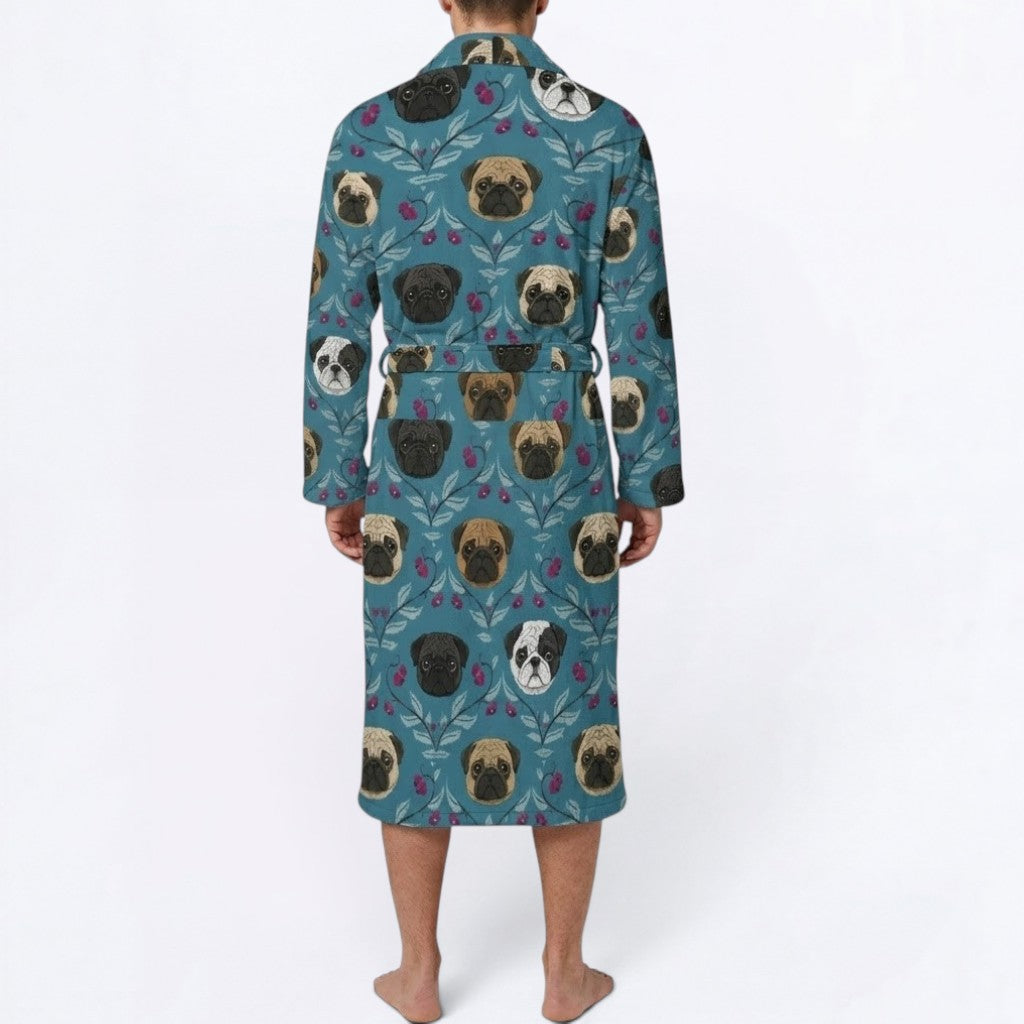 Buddy  - men's Bathrobe for Pug  lovers