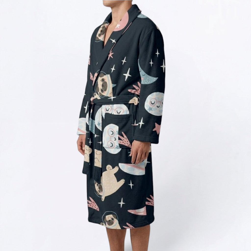 Rex  - men's Bathrobe for Pug  lovers