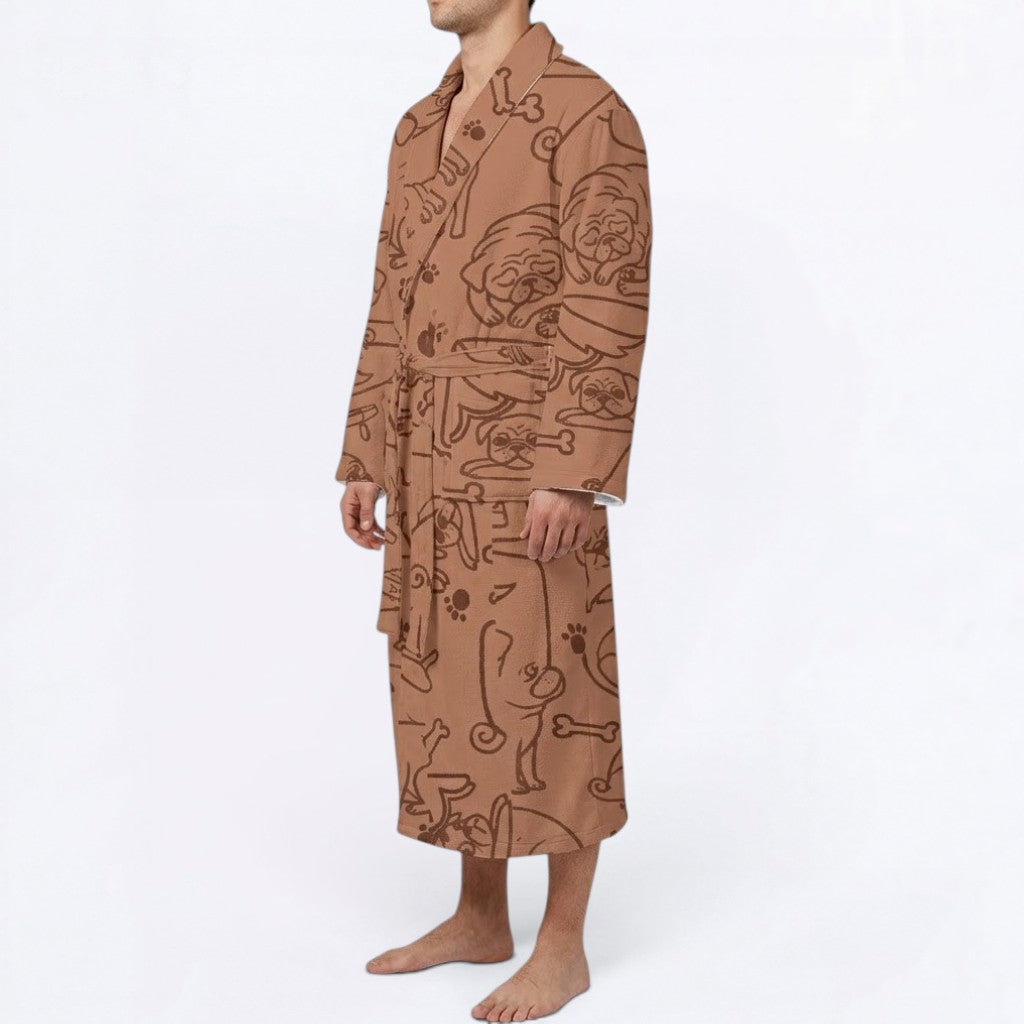 Archie - men's Bathrobe for Pug  lovers