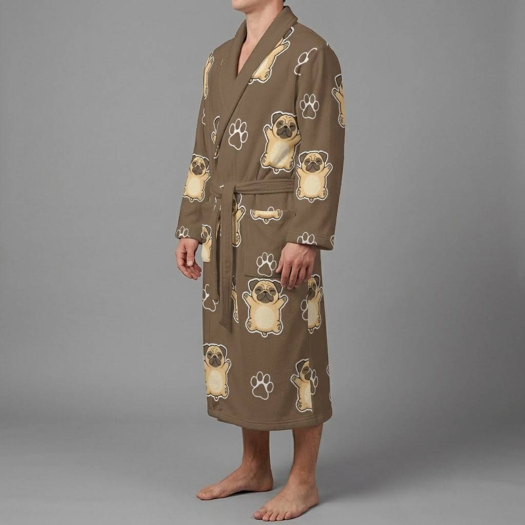 Abby  - men's Bathrobe for Pug  lovers