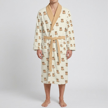 Charlie  - men's Bathrobe for Pug  lovers