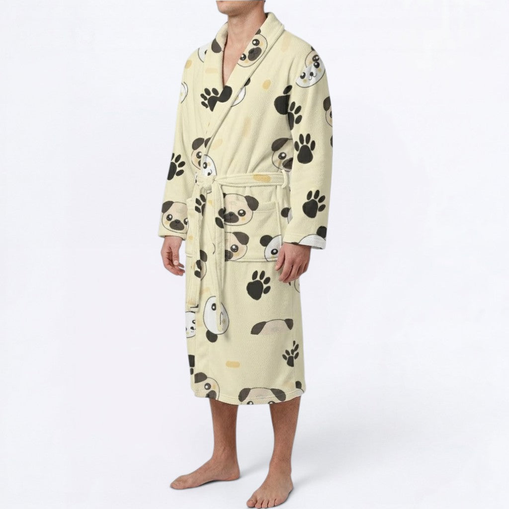 Zara  - men's Bathrobe for Pug  lovers