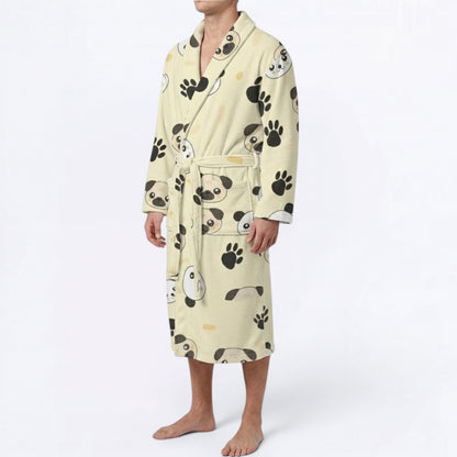 Zara  - men's Bathrobe for Pug  lovers
