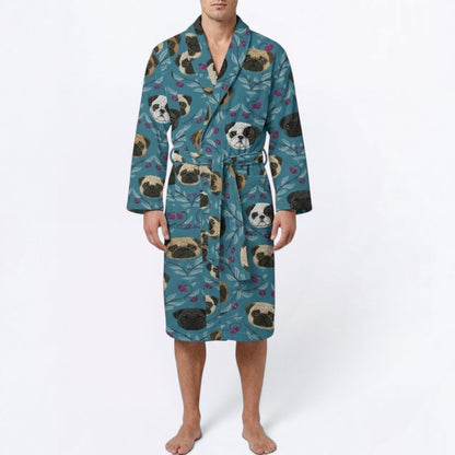 Buddy  - men's Bathrobe for Pug  lovers