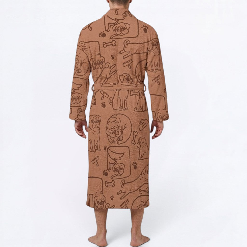 Archie - men's Bathrobe for Pug  lovers