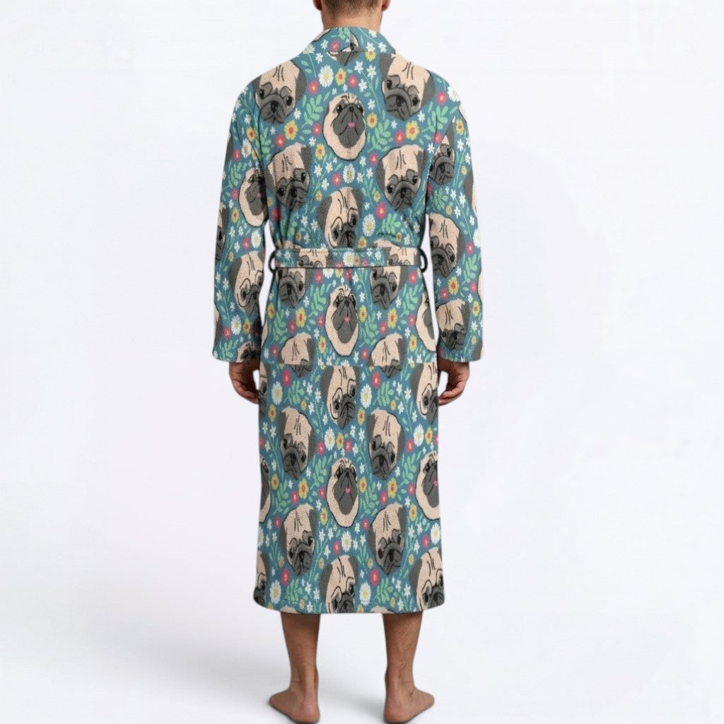 Tilly   - men's Bathrobe for Pug  lovers