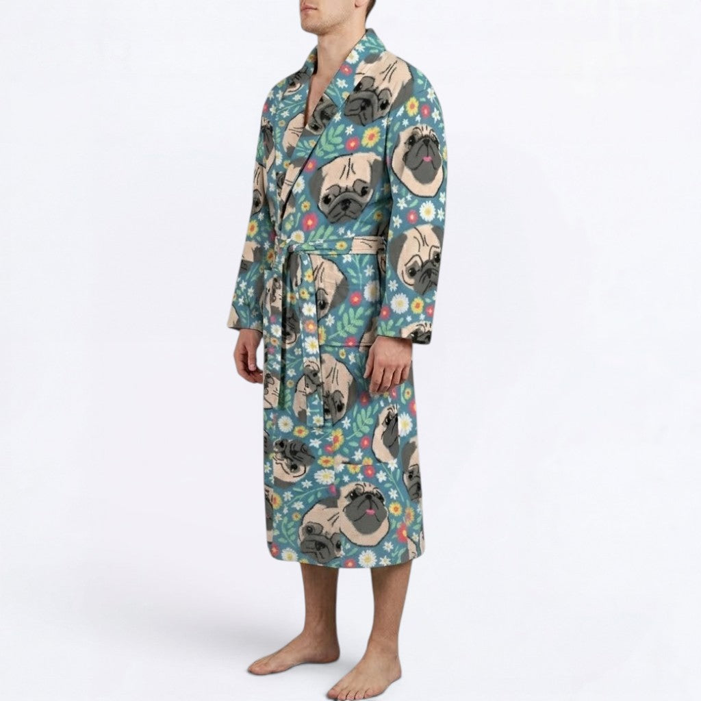 Tilly   - men's Bathrobe for Pug  lovers