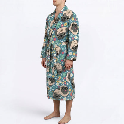 Tilly   - men's Bathrobe for Pug  lovers