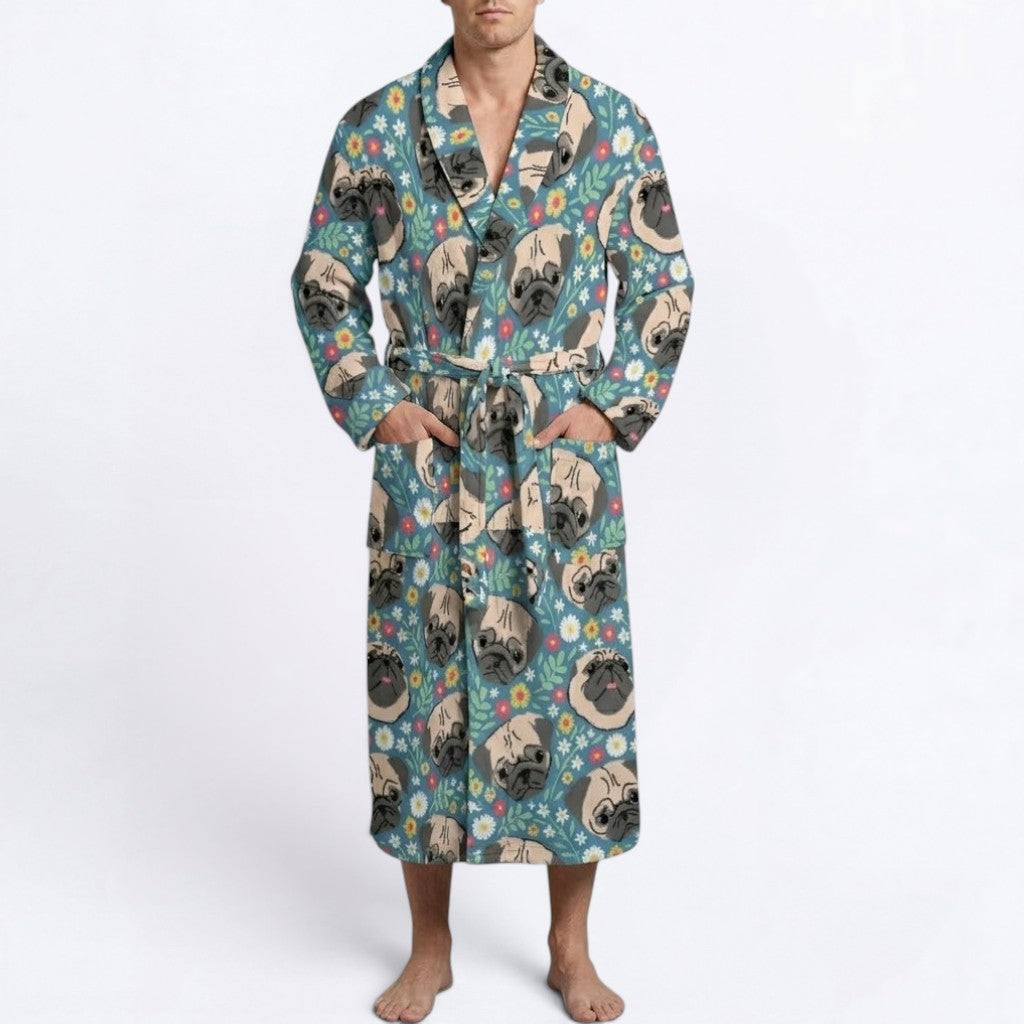Tilly   - men's Bathrobe for Pug  lovers