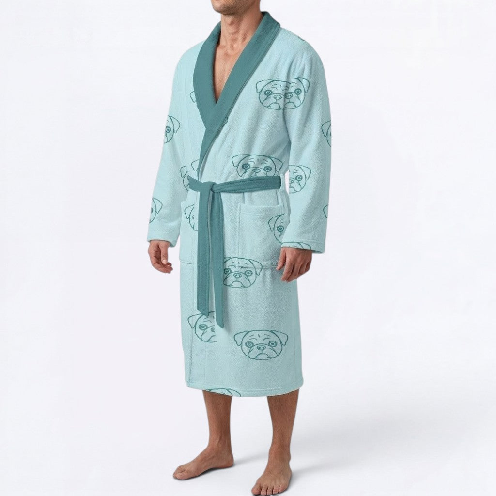Cash   - men's Bathrobe for Pug  lovers