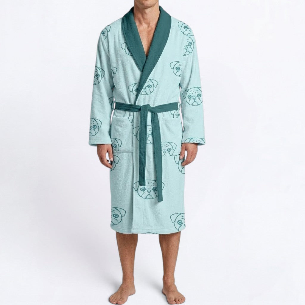 Cash   - men's Bathrobe for Pug  lovers