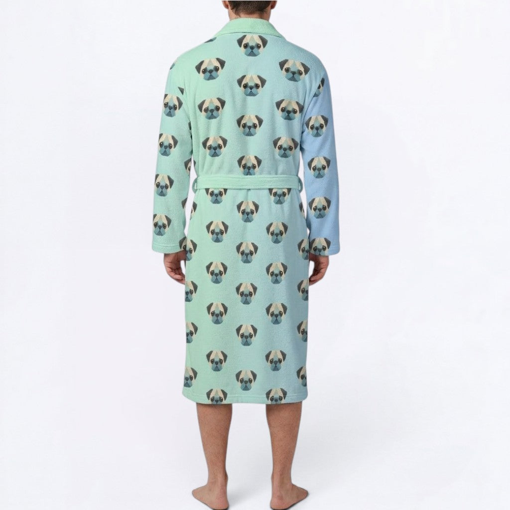 Cherry  - men's Bathrobe for Pug  lovers