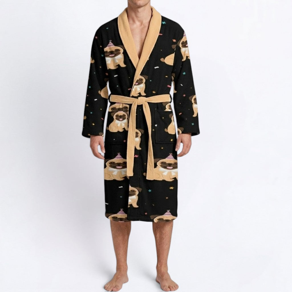 Duke   - men's Bathrobe for Pug  lovers