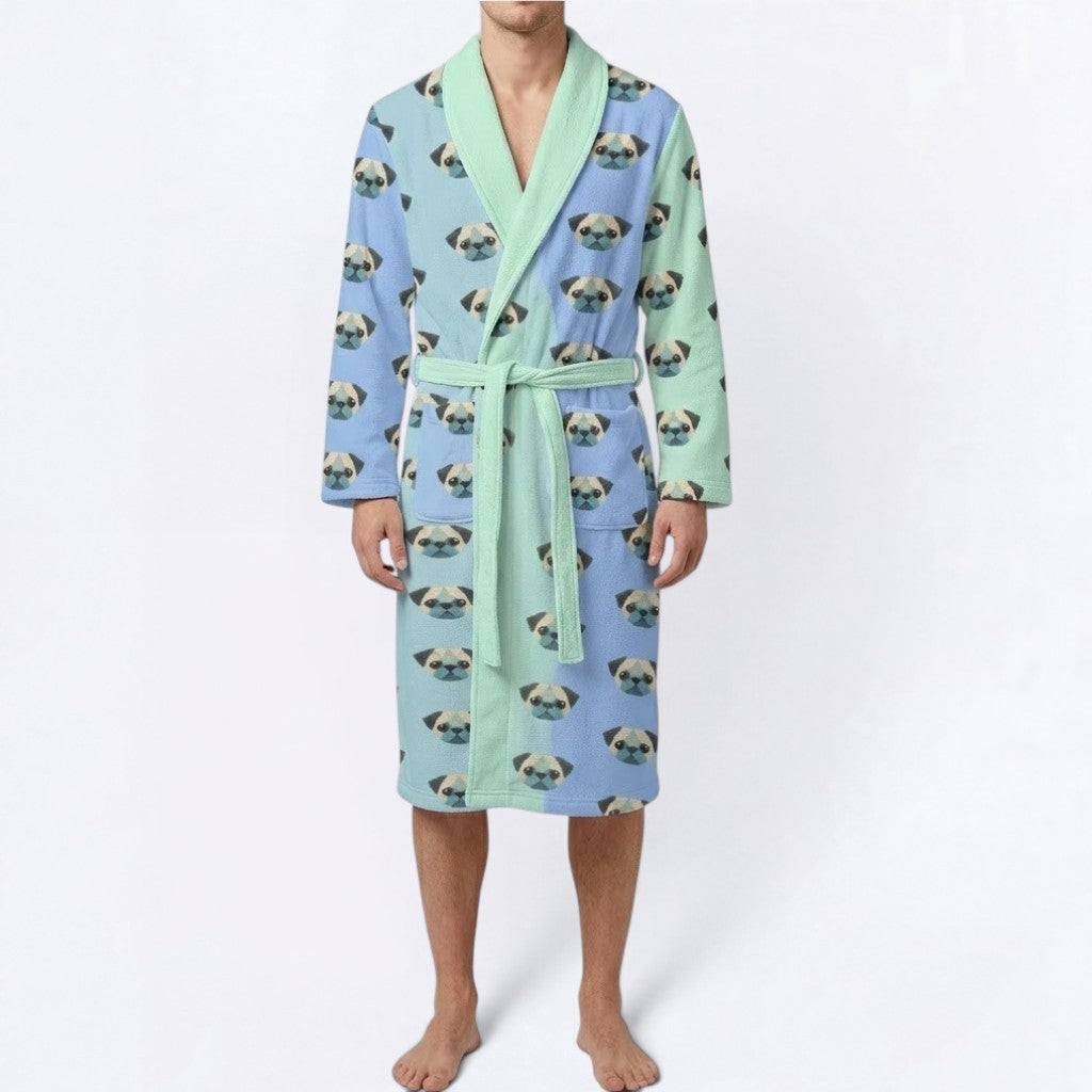 Cherry  - men's Bathrobe for Pug  lovers