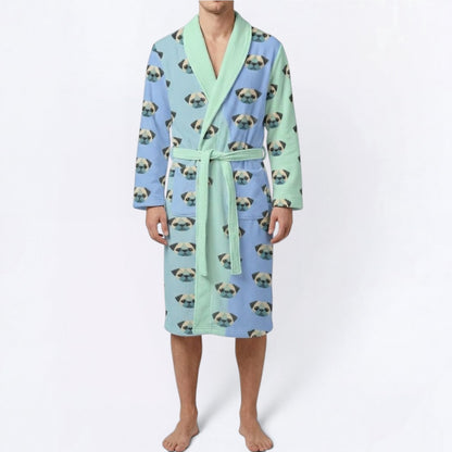Cherry  - men's Bathrobe for Pug  lovers