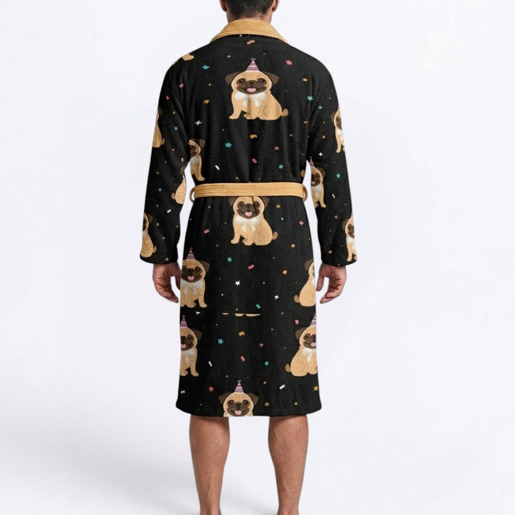 Duke   - men's Bathrobe for Pug  lovers