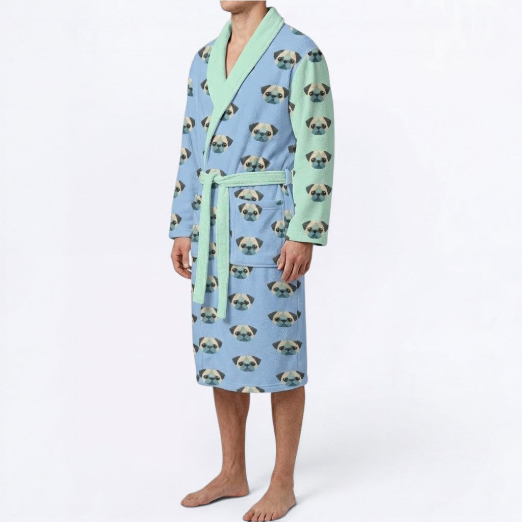Cherry  - men's Bathrobe for Pug  lovers