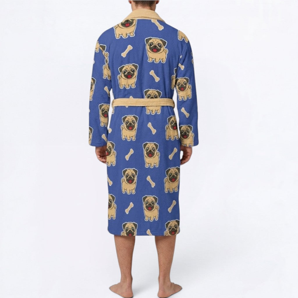 Loki  - men's Bathrobe for Pug  lovers