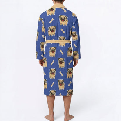 Loki  - men's Bathrobe for Pug  lovers