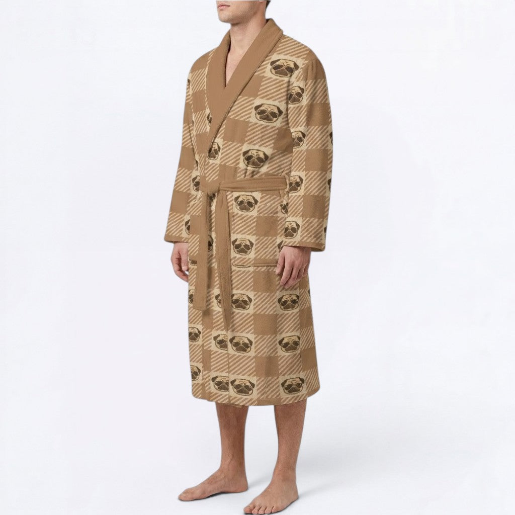 Toby  - men's Bathrobe for Pug  lovers