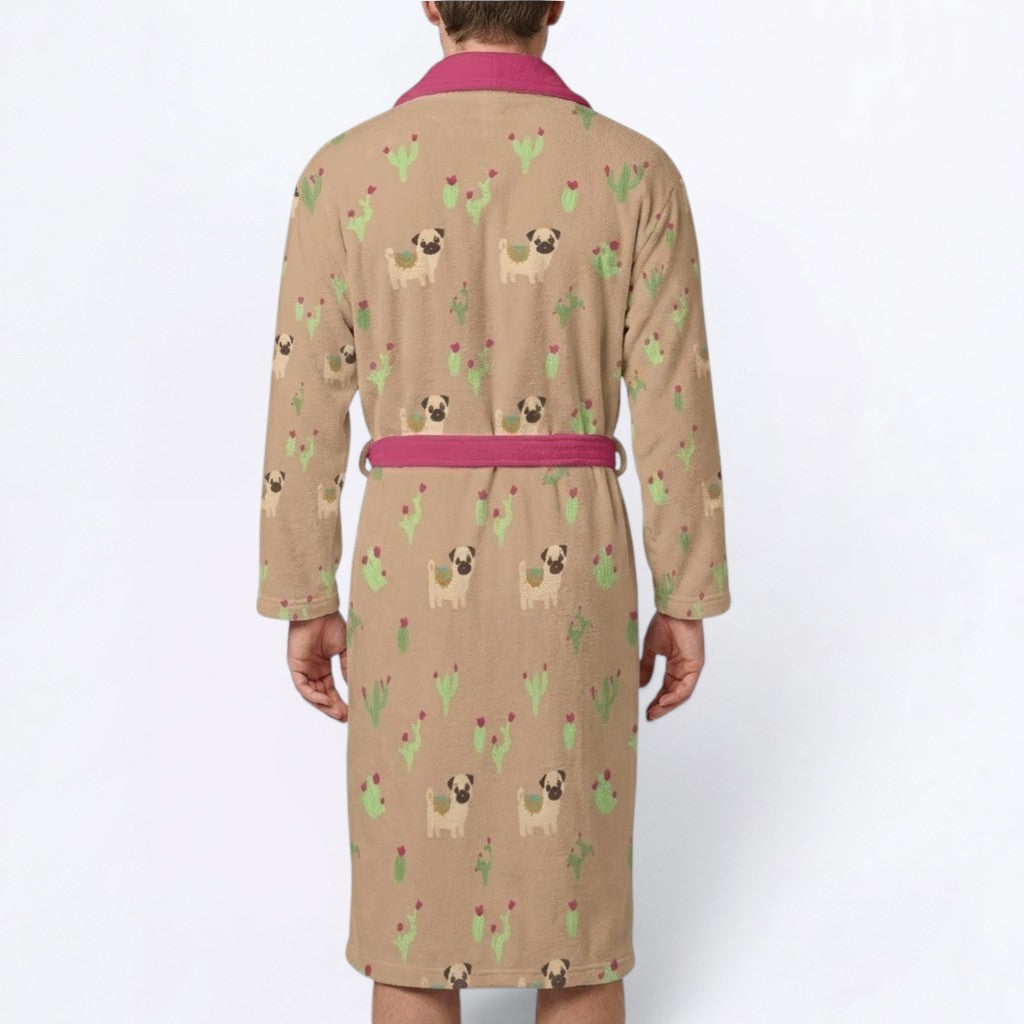 Luna  - men's Bathrobe for Pug  lovers
