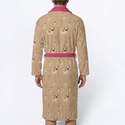 Luna  - men's Bathrobe for Pug  lovers