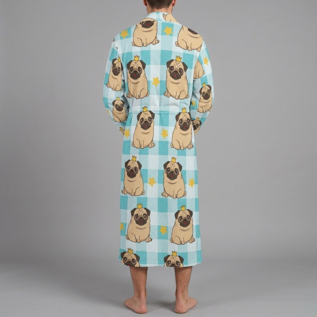 Odin - men's Bathrobe for Pug  lovers