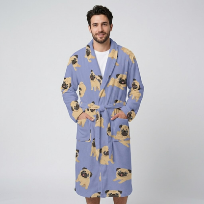 Rocky - men's Bathrobe for Pug  lovers