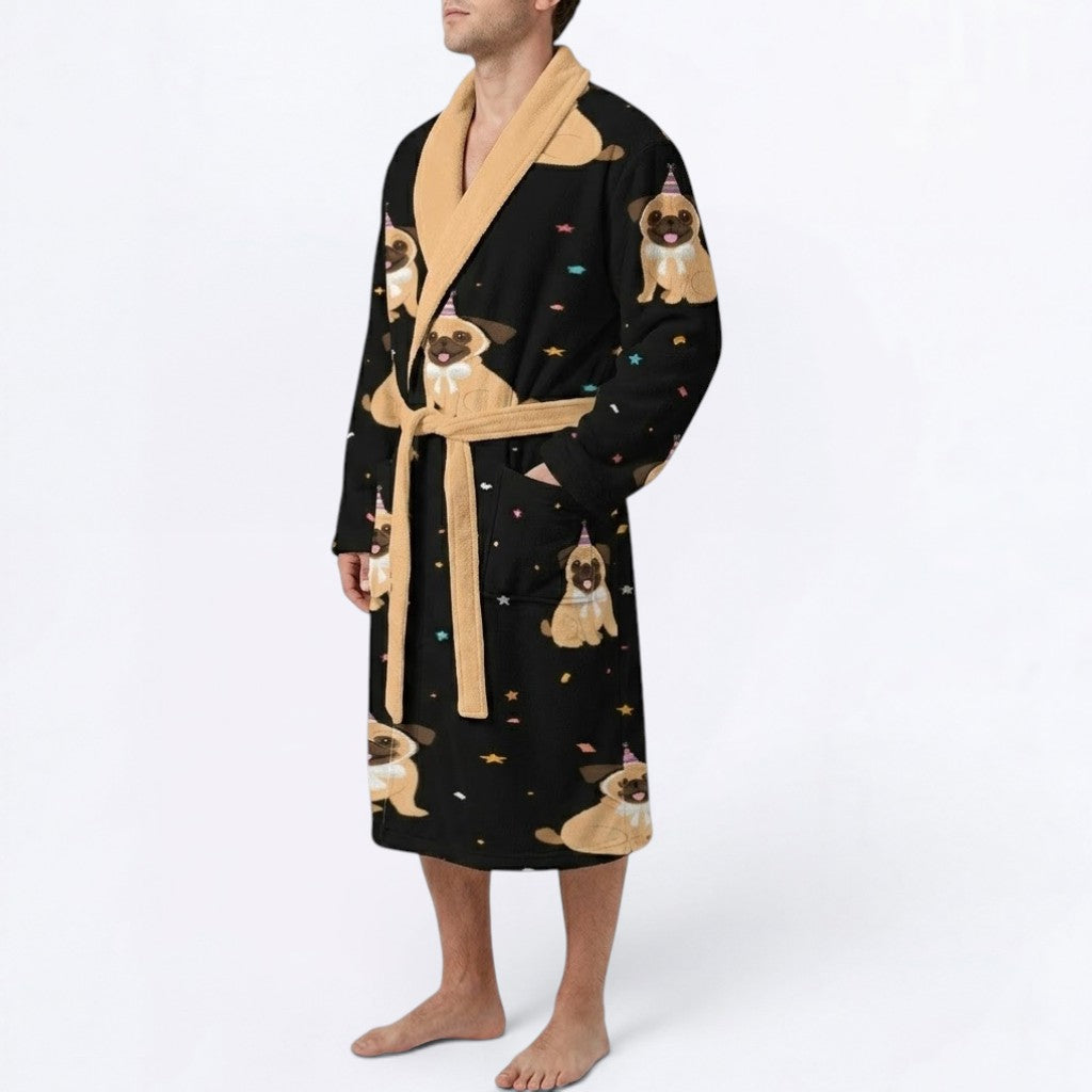 Duke   - men's Bathrobe for Pug  lovers