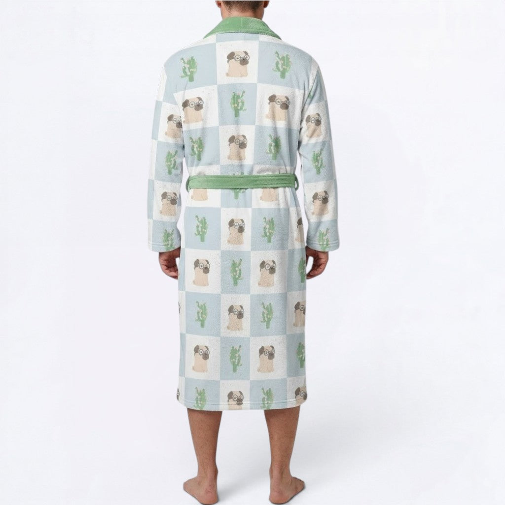 Charlie  - men's Bathrobe for Pug  lovers