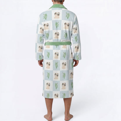 Charlie  - men's Bathrobe for Pug  lovers